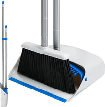 Load image into Gallery viewer, Broom with Dustpan Combo Set, 52&quot; Upright Dust Pans with Long Handle Angle Broom for Home Kitchen Room Office Lobby Cleaning Gray