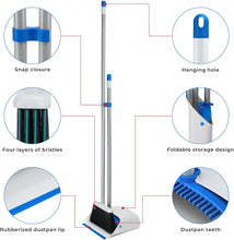 Load image into Gallery viewer, Broom with Dustpan Combo Set, 52&quot; Upright Dust Pans with Long Handle Angle Broom for Home Kitchen Room Office Lobby Cleaning Gray