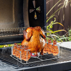 Beer Can Chicken Holder 2in1 Chicken Wing/Leg Rack for Smoker,Oven,Grill,Roasting Rack