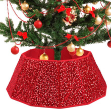 Load image into Gallery viewer, Sequin Christmas Tree Collar 31.5inch,Tree Skirt for Halloween Christmas Decoration 12-Sided Xmas Tree Base Cover (Red)