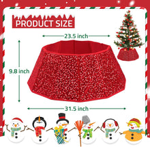 Load image into Gallery viewer, Sequin Christmas Tree Collar 31.5inch,Tree Skirt for Halloween Christmas Decoration 12-Sided Xmas Tree Base Cover (Red)