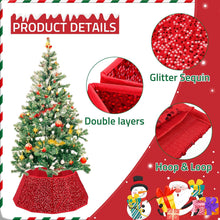 Load image into Gallery viewer, Sequin Christmas Tree Collar 31.5inch,Tree Skirt for Halloween Christmas Decoration 12-Sided Xmas Tree Base Cover (Red)