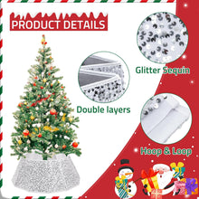 Load image into Gallery viewer, Sequin Christmas Tree Collar 31.5inch,Tree Skirt for Halloween Christmas Decoration 12-Sided Xmas Tree Base Cover(Silver)