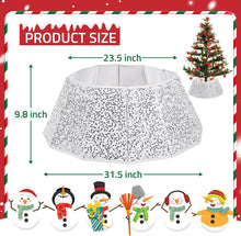Load image into Gallery viewer, Sequin Christmas Tree Collar 31.5inch,Tree Skirt for Halloween Christmas Decoration 12-Sided Xmas Tree Base Cover(Silver)