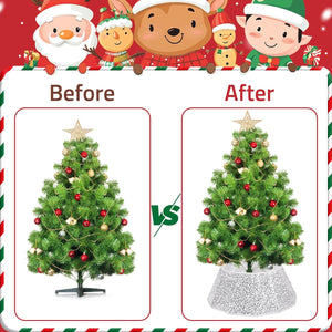 Sequin Christmas Tree Collar 31.5inch,Tree Skirt for Halloween Christmas Decoration 12-Sided Xmas Tree Base Cover(Silver)