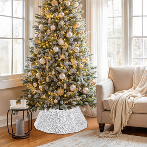 Sequin Christmas Tree Collar 31.5inch,Tree Skirt for Halloween Christmas Decoration 12-Sided Xmas Tree Base Cover(Silver)