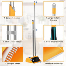 Load image into Gallery viewer, Broom and Dustpan Set with Long Handle 52&quot;, Standing Broom and Dust Pan Set for Home Kitchen Room Office Lobby Yellow