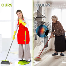 Load image into Gallery viewer, Broom and Standing Dustpan Set 50” Angle Broom with Long Handle Dust Pans for Kitchen Classroom Office Floor Sweeping-Green