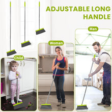 Load image into Gallery viewer, Broom and Standing Dustpan Set 50” Angle Broom with Long Handle Dust Pans for Kitchen Classroom Office Floor Sweeping-Green