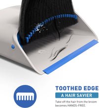 Load image into Gallery viewer, Broom and Dustpan Set，Broom with Dustpan Combo Set, Stand up Dust Pans with Long Handle-Blue