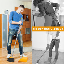 Load image into Gallery viewer, Broom and Dustpan Set with Long Handle 52&quot;, Standing Broom and Dust Pan Set for Home Kitchen Room Office Lobby Yellow
