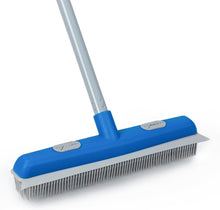 Load image into Gallery viewer, Hair Removal Broom for Fur Remover Pet Hair Rubber Broom Carpet Rake Silicone Floor Brushes with Squeegee-Blue