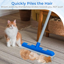 Load image into Gallery viewer, Hair Removal Broom for Fur Remover Pet Hair Rubber Broom Carpet Rake Silicone Floor Brushes with Squeegee-Blue