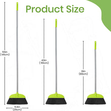 Load image into Gallery viewer, 3 Packs Indoor Brooms for Sweeping Hardwood Floor Green Angle Broom with 55” Long Handle for Kitchenette Floor Cleaning