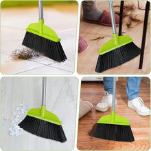 Load image into Gallery viewer, 3 Packs Indoor Brooms for Sweeping Hardwood Floor Green Angle Broom with 55” Long Handle for Kitchenette Floor Cleaning