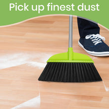 Load image into Gallery viewer, 3 Packs Indoor Brooms for Sweeping Hardwood Floor Green Angle Broom with 55” Long Handle for Kitchenette Floor Cleaning