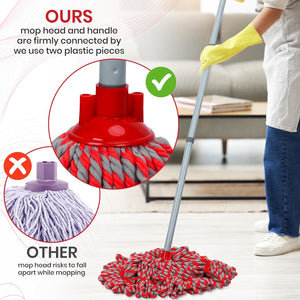 Mop Floor Cleaning, Microfiber Twist Hardwood Floor Mops, Traditional Deck Mop for Wooden Floor, Laminate, Tile