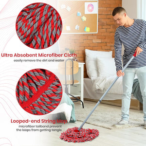 Mop Floor Cleaning, Microfiber Twist Hardwood Floor Mops, Traditional Deck Mop for Wooden Floor, Laminate, Tile