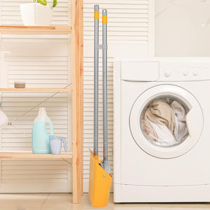 Broom and Dustpan Set with Long Handle 52", Standing Broom and Dust Pan Set for Home Kitchen Room Office Lobby Yellow