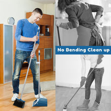 Load image into Gallery viewer, Standing Dustpan and Broom Set with 52&quot; Long Extendable Handle for Home, Indoor, Kitchen Room Office Lobby Floor Cleaning