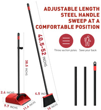Load image into Gallery viewer, SONCAL Broom and Dustpan Set，Extendable 52&quot; Brooms for Sweeping Indoor Broom with Dustpan Combo Set for Home Kitchen Office Lobby Floor Standing Dust Pan-Red&amp;Black