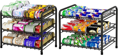 Pack of 2 Can Storage Organizer Pantry, Canned Food Organizers for Kitchen Dispenses 72 Cans-Black