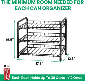 Pack of 2 Can Storage Organizer Pantry, Canned Food Organizers for Kitchen Dispenses 72 Cans-Black