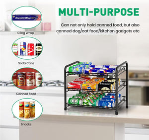 Pack of 2 Can Storage Organizer Pantry, Canned Food Organizers for Kitchen Dispenses 72 Cans-Black