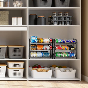 Pack of 2 Can Storage Organizer Pantry, Canned Food Organizers for Kitchen Dispenses 72 Cans-Black