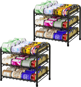 Pack of 2 Can Storage Organizer Pantry, Canned Food Organizers for Kitchen Dispenses 72 Cans-Black