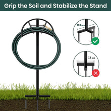 Load image into Gallery viewer, Garden Hose Holders for Outside, Water Hose Holder Freestanding, Black Ground Hose Stand