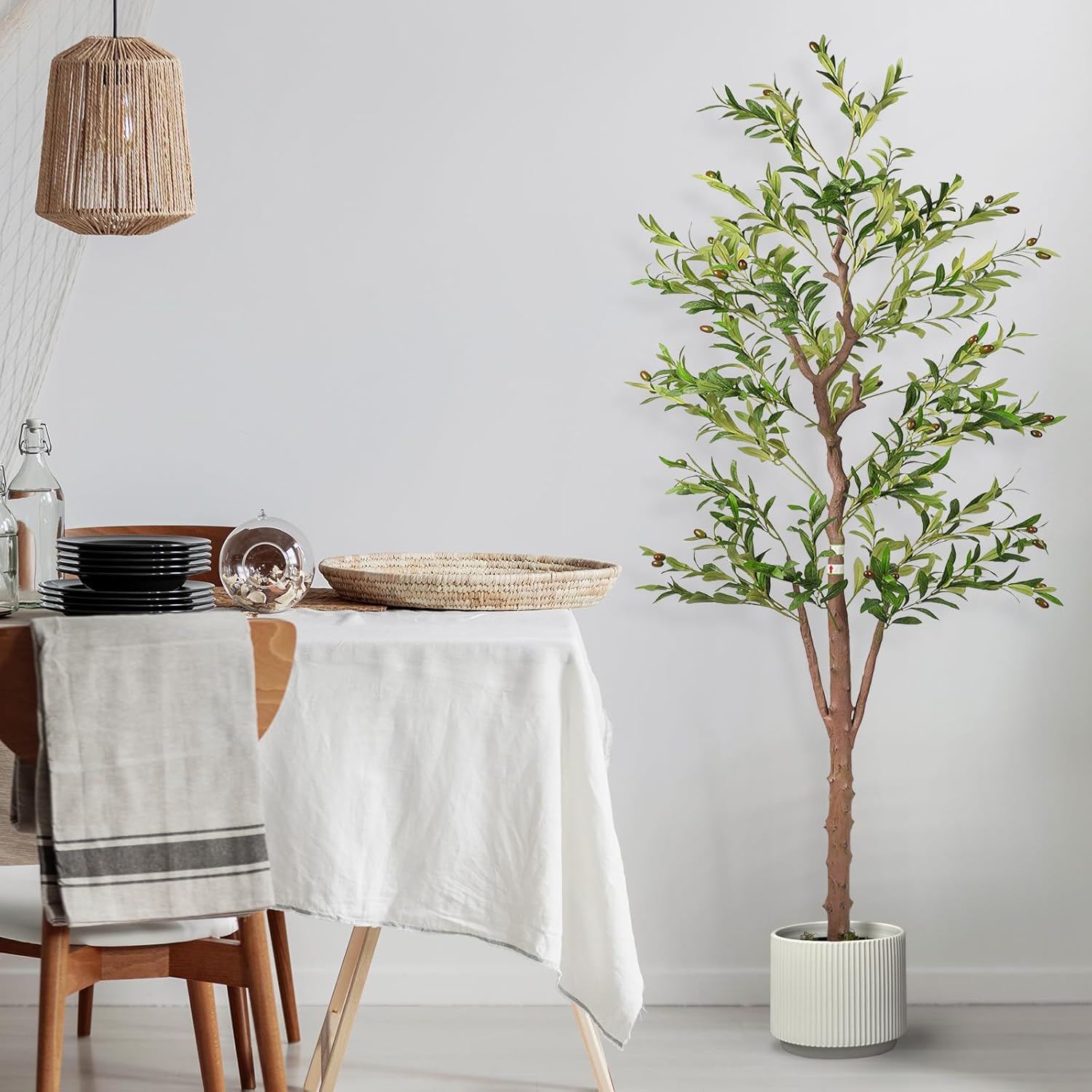 large silk plants for indoors Artificial Olive Trees for Home Decor Indoor 6ft (798 Leaves, 48fruits – TreeLen