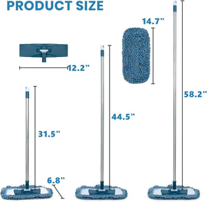 MAVRIZ Microfiber Mops for Floor Cleaning Wet and Dry Mop with 58" Long Handle, Washable Mop Pad 360° Rotating Flat Mop for Hardwood, Laminate, Tile Floor