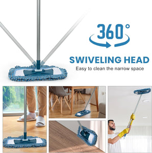 MAVRIZ Microfiber Mops for Floor Cleaning Wet and Dry Mop with 58" Long Handle, Washable Mop Pad 360° Rotating Flat Mop for Hardwood, Laminate, Tile Floor