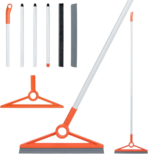 Air Broom with Removable Rubber Strip and Broom Bristle, Silicone Broom for Indoor Cleaning, Multifunctional Floor Squeegee for Dust, Hair, Liquids