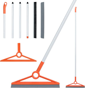 Air Broom with Removable Rubber Strip and Broom Bristle, Silicone Broom for Indoor Cleaning, Multifunctional Floor Squeegee for Dust, Hair, Liquids