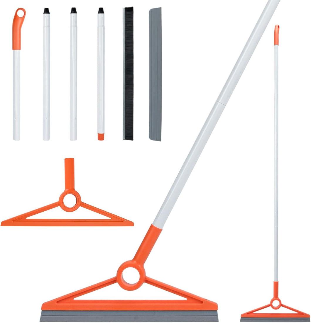 Air Broom with Removable Rubber Strip and Broom Bristle, Silicone Broom for Indoor Cleaning, Multifunctional Floor Squeegee for Dust, Hair, Liquids