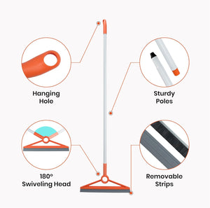 Air Broom with Removable Rubber Strip and Broom Bristle, Silicone Broom for Indoor Cleaning, Multifunctional Floor Squeegee for Dust, Hair, Liquids