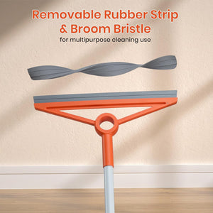Air Broom with Removable Rubber Strip and Broom Bristle, Silicone Broom for Indoor Cleaning, Multifunctional Floor Squeegee for Dust, Hair, Liquids