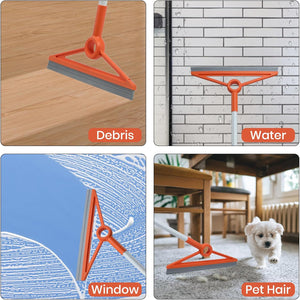 Air Broom with Removable Rubber Strip and Broom Bristle, Silicone Broom for Indoor Cleaning, Multifunctional Floor Squeegee for Dust, Hair, Liquids