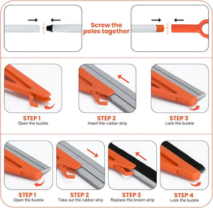 Air Broom with Removable Rubber Strip and Broom Bristle, Silicone Broom for Indoor Cleaning, Multifunctional Floor Squeegee for Dust, Hair, Liquids