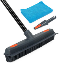 Load image into Gallery viewer, Pet Hair Removal Rubber Broom with Squeegee Carpet Rake for Fluff Rug Silicone Broom for Hardwood Floor