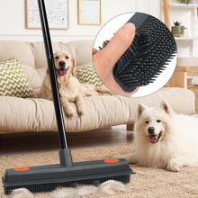 Load image into Gallery viewer, Pet Hair Removal Rubber Broom with Squeegee Carpet Rake for Fluff Rug Silicone Broom for Hardwood Floor
