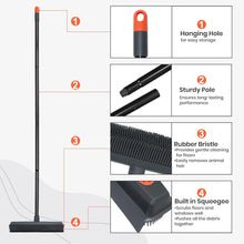 Load image into Gallery viewer, Pet Hair Removal Rubber Broom with Squeegee Carpet Rake for Fluff Rug Silicone Broom for Hardwood Floor