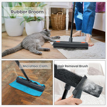 Load image into Gallery viewer, Pet Hair Removal Rubber Broom with Squeegee Carpet Rake for Fluff Rug Silicone Broom for Hardwood Floor