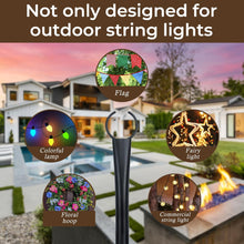 Load image into Gallery viewer, 10 Ft String Light Poles for Outside, 4 Pack Heavy-Duty Metal Poles for Outdoor Hanging Lights with Fence Brackets, Outdoor String Light Pole Stand for Patio, Backyard, Garden