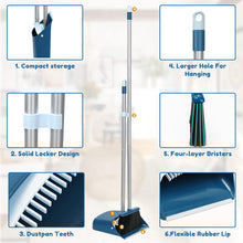 Load image into Gallery viewer, Standing Dustpan and Broom Set with 52&quot; Long Extendable Handle for Home, Indoor, Kitchen Room Office Lobby Floor Cleaning