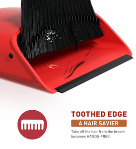 SONCAL Broom and Dustpan Set，Extendable 52" Brooms for Sweeping Indoor Broom with Dustpan Combo Set for Home Kitchen Office Lobby Floor Standing Dust Pan-Red&Black