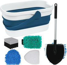 Load image into Gallery viewer, Car Wash Kit with Bucket Portable Car Detailing Kit with Foldable Bucket, Chenille Wash Mitt, Tire Dressing Applicator Pad, Car Window Cleaning Tool with 2 Replacement Pads