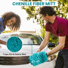Load image into Gallery viewer, Car Wash Kit with Bucket Portable Car Detailing Kit with Foldable Bucket, Chenille Wash Mitt, Tire Dressing Applicator Pad, Car Window Cleaning Tool with 2 Replacement Pads